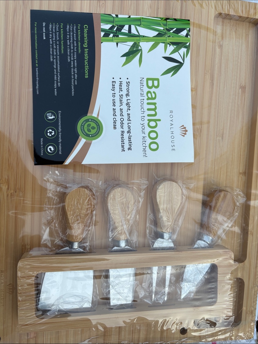Bamboo Cheese Knife Set with Wooden Stand